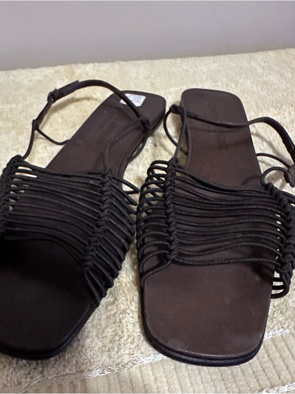 Giorgio Armani Brown Strappy Square-Toe Sandals